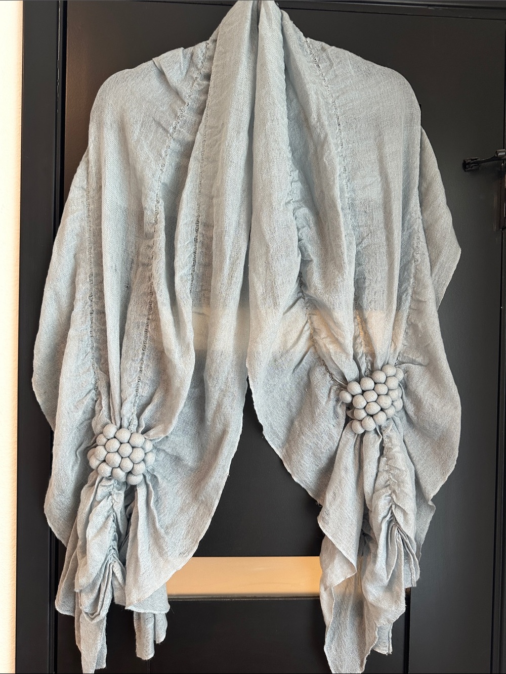 Anthropologie Powder Blue Beaded Draped Scarf Wrap
